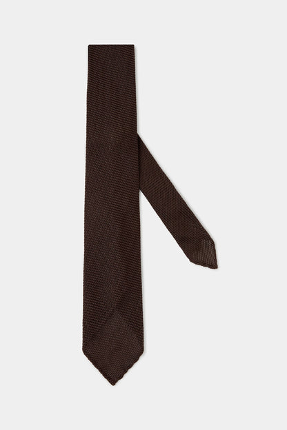 Brown grenadine silk tie - Hand Made In Italy
