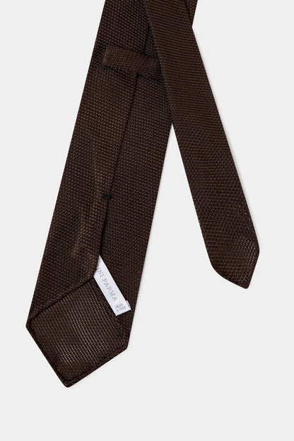 Brown grenadine silk tie - Hand Made In Italy