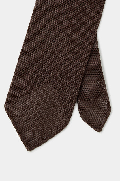 Brown grenadine silk tie - Hand Made In Italy