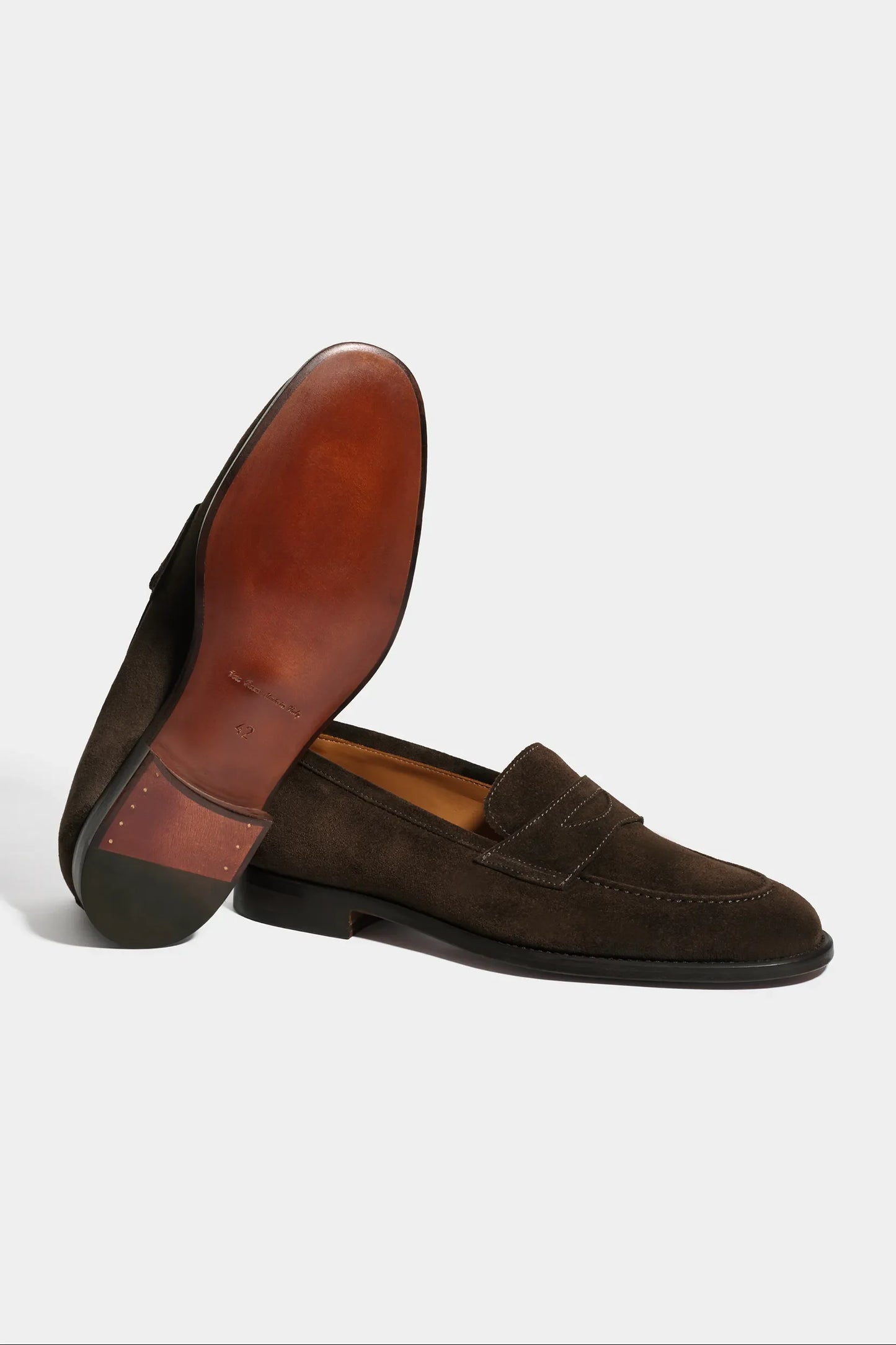 Brown suede penny loafers - Made in Italy