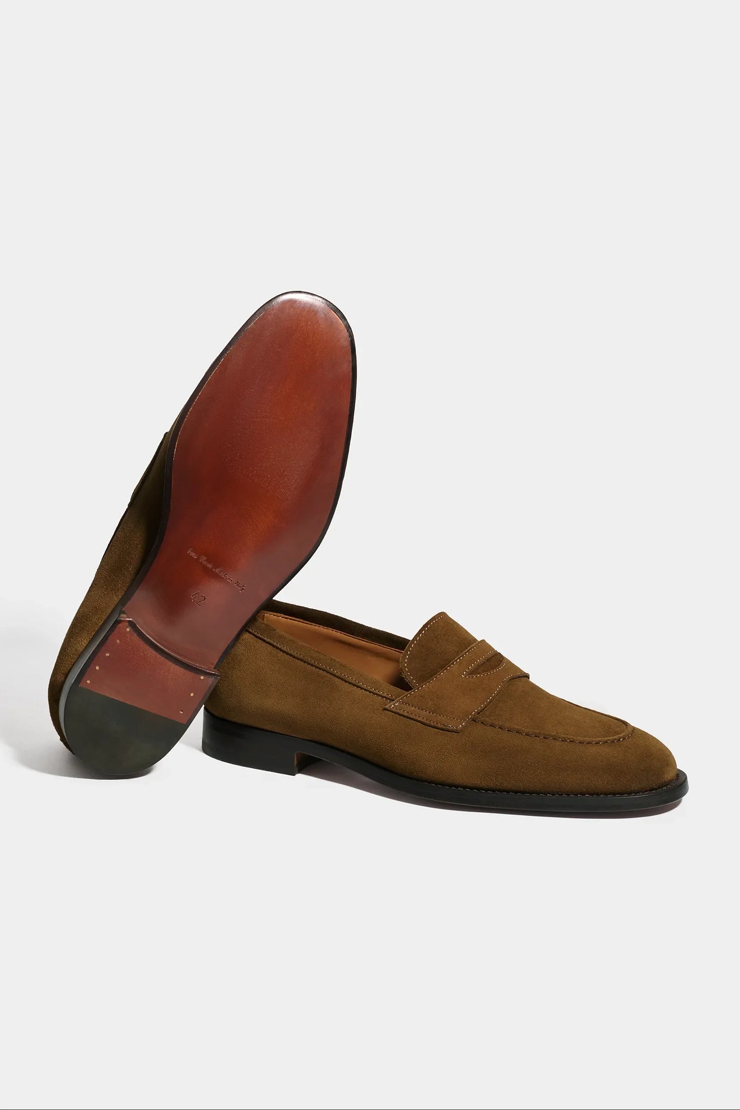 Cognac suede penny loafers - Made in Italy