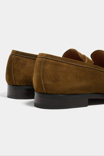 Cognac suede penny loafers - Made in Italy