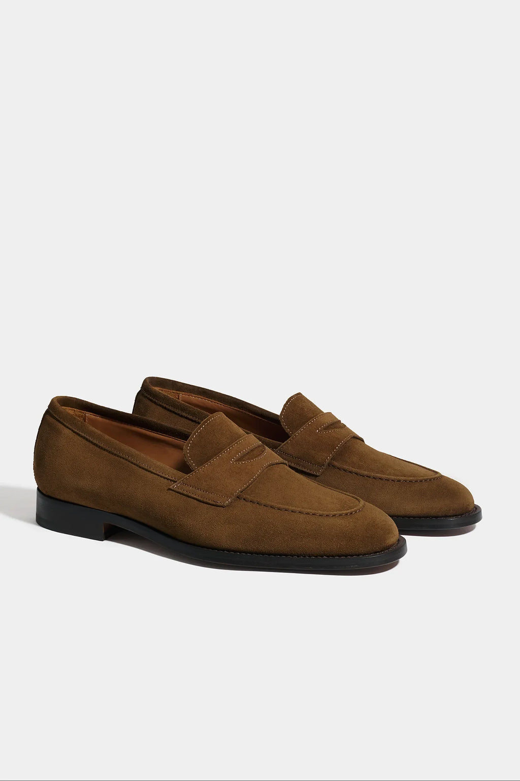 Cognac suede penny loafers - Made in Italy