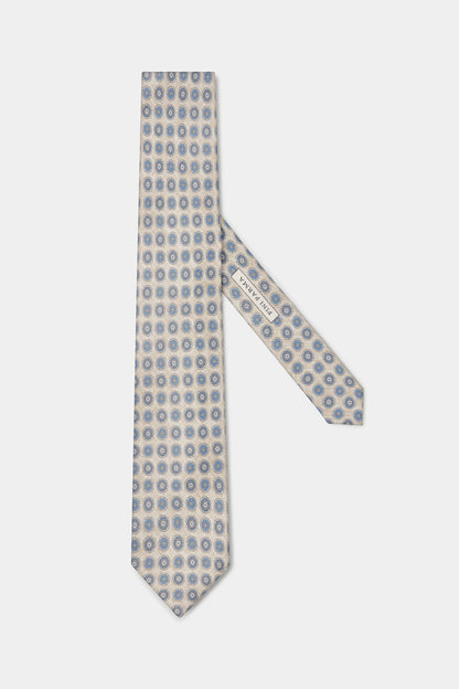 Cream fancy silk tie - Made in Italy