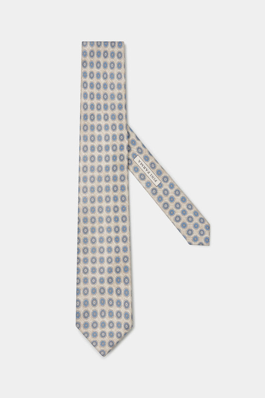 Cream fancy silk tie - Made in Italy
