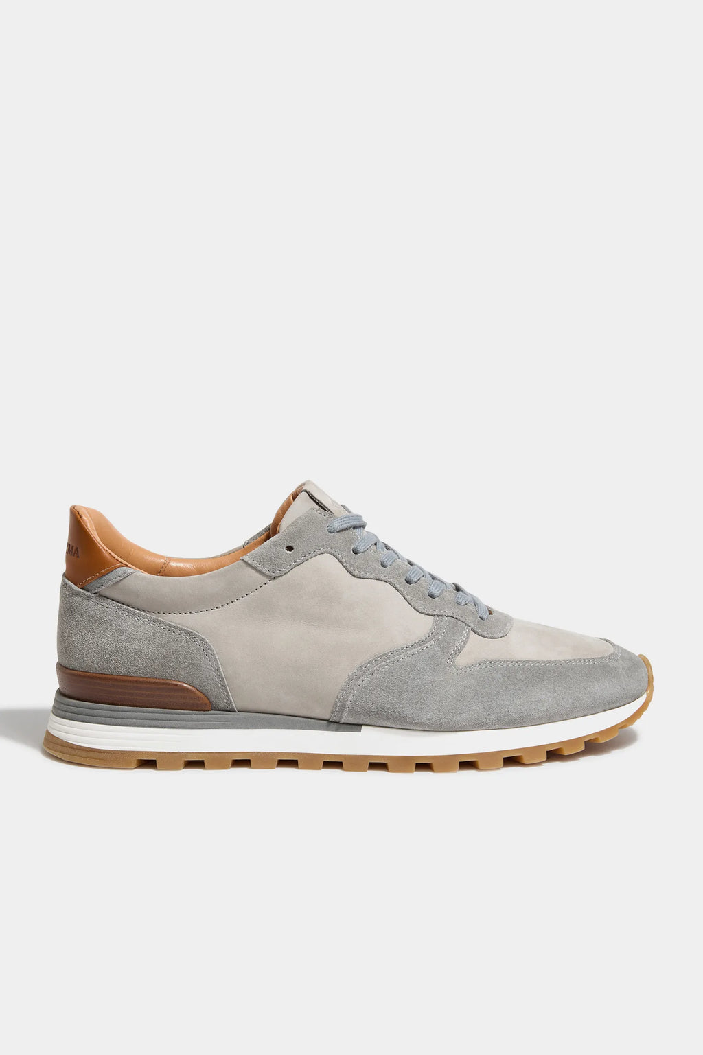 Light grey nabuk and suede runners - Made In Italy