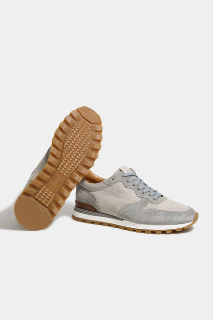 Light grey nabuk and suede runners - Made In Italy