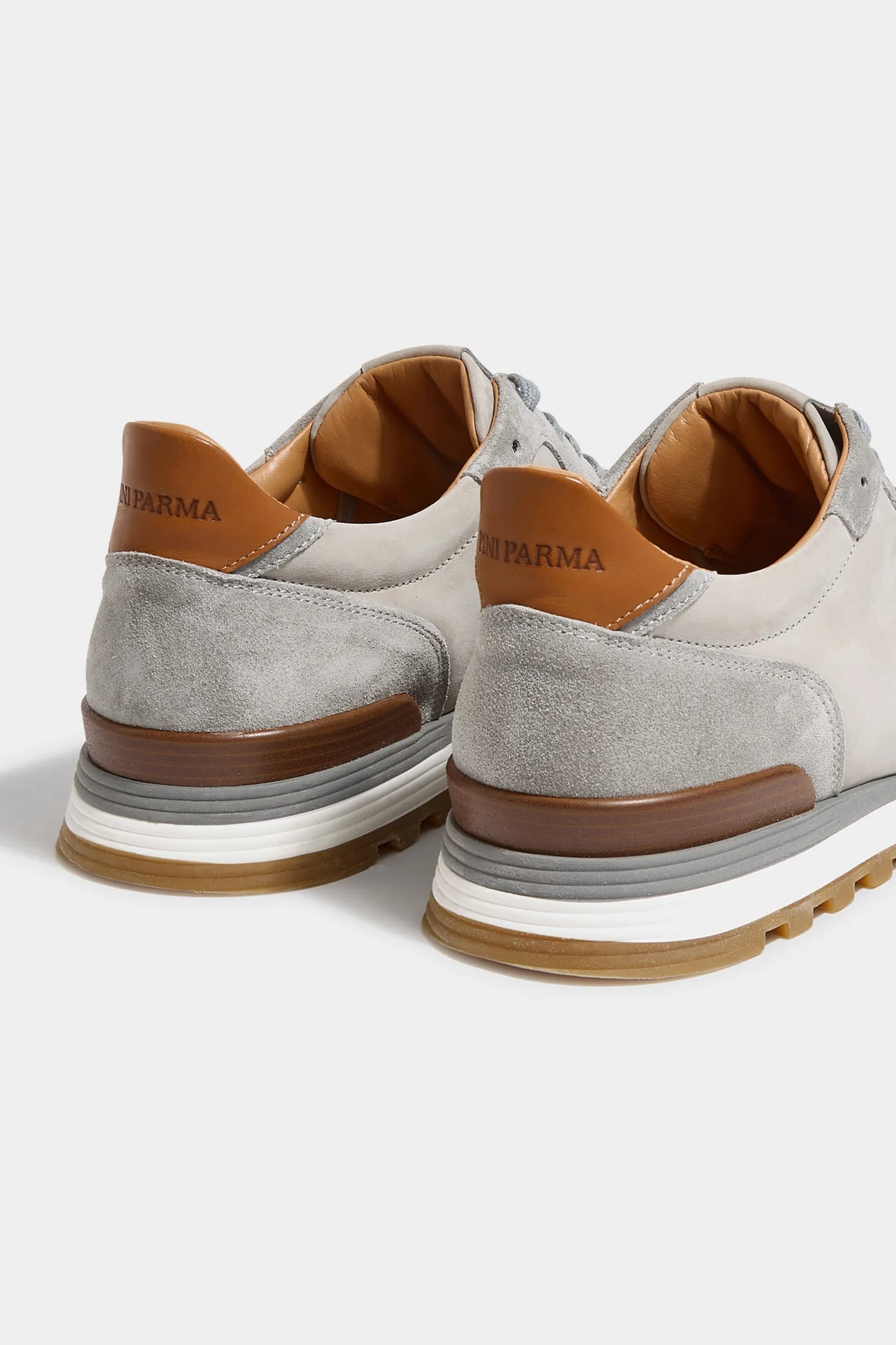 Light grey nabuk and suede runners - Made In Italy