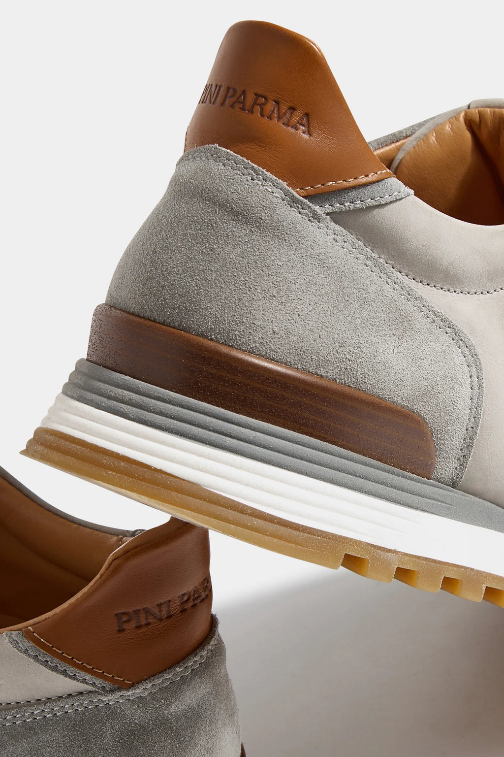 Light grey nabuk and suede runners - Made In Italy