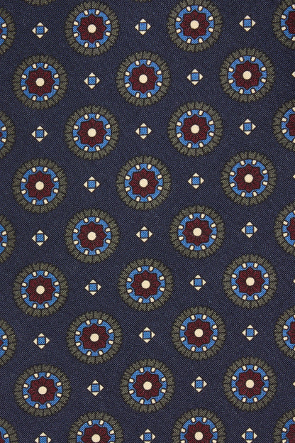 Navy fancy silk tie - Made In Italy
