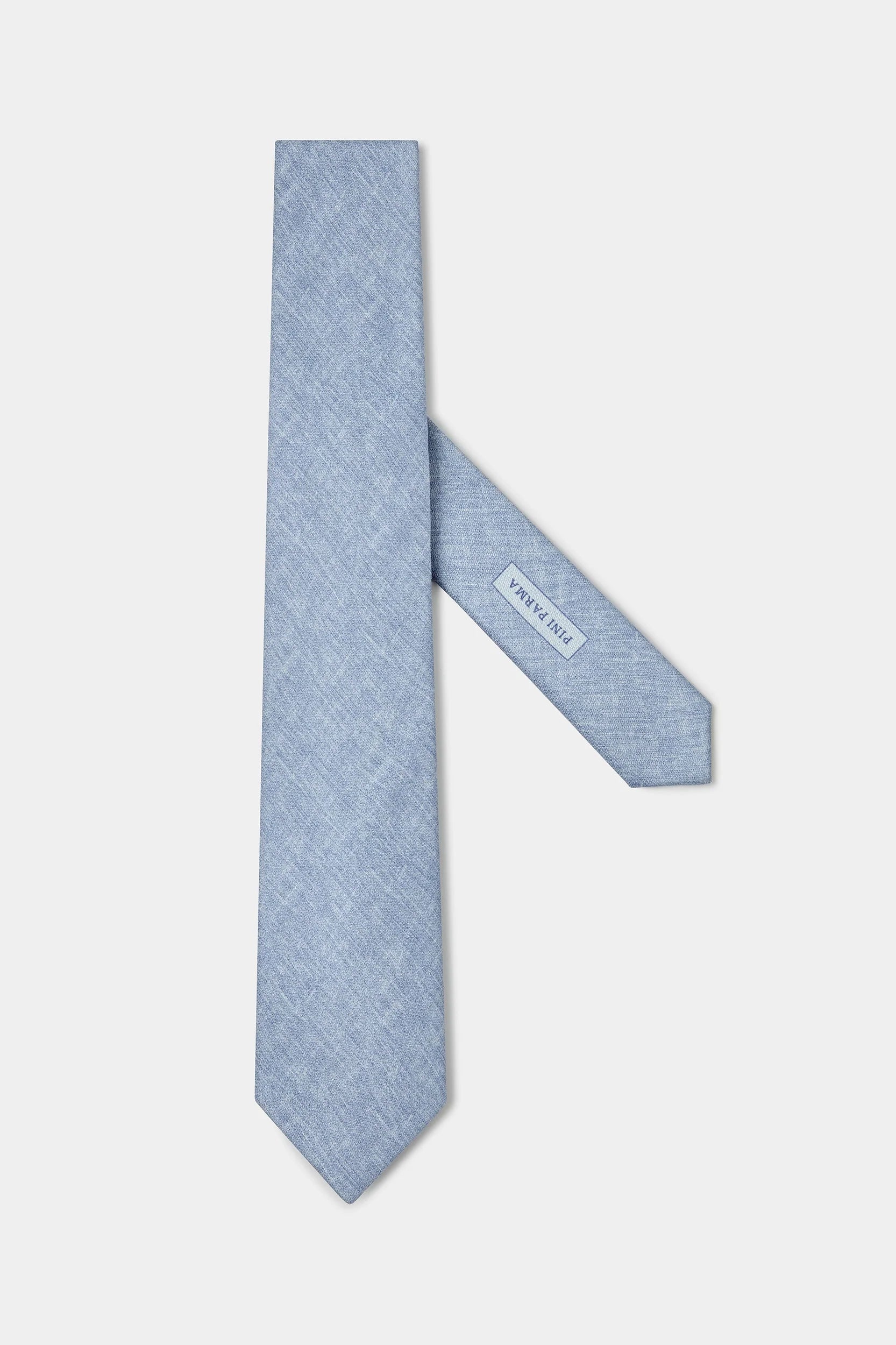 Sky blue linen and silk tie - Made in Italy