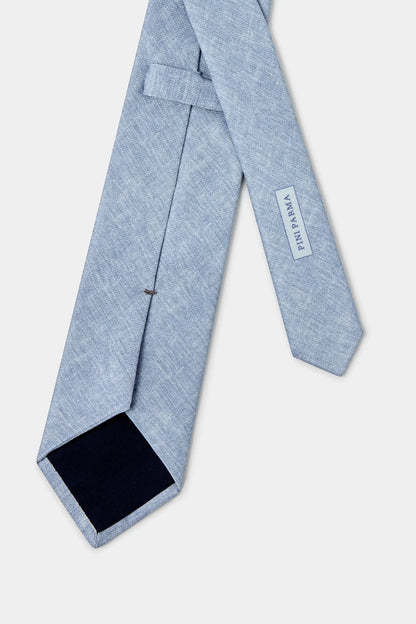 Sky blue linen and silk tie - Made in Italy