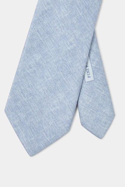 Sky blue linen and silk tie - Made in Italy