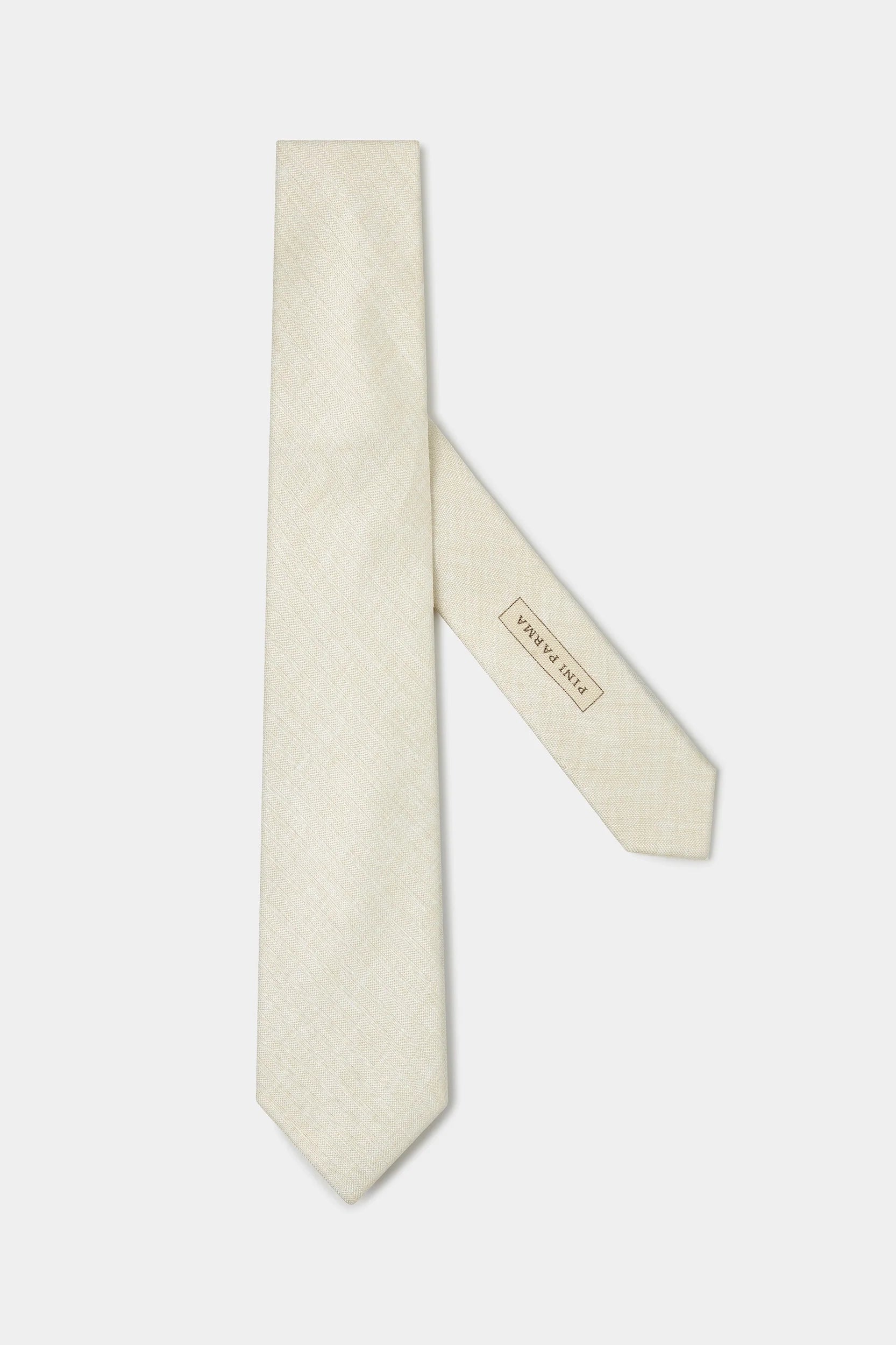 Stone linen and silk tie - Made in Italy
