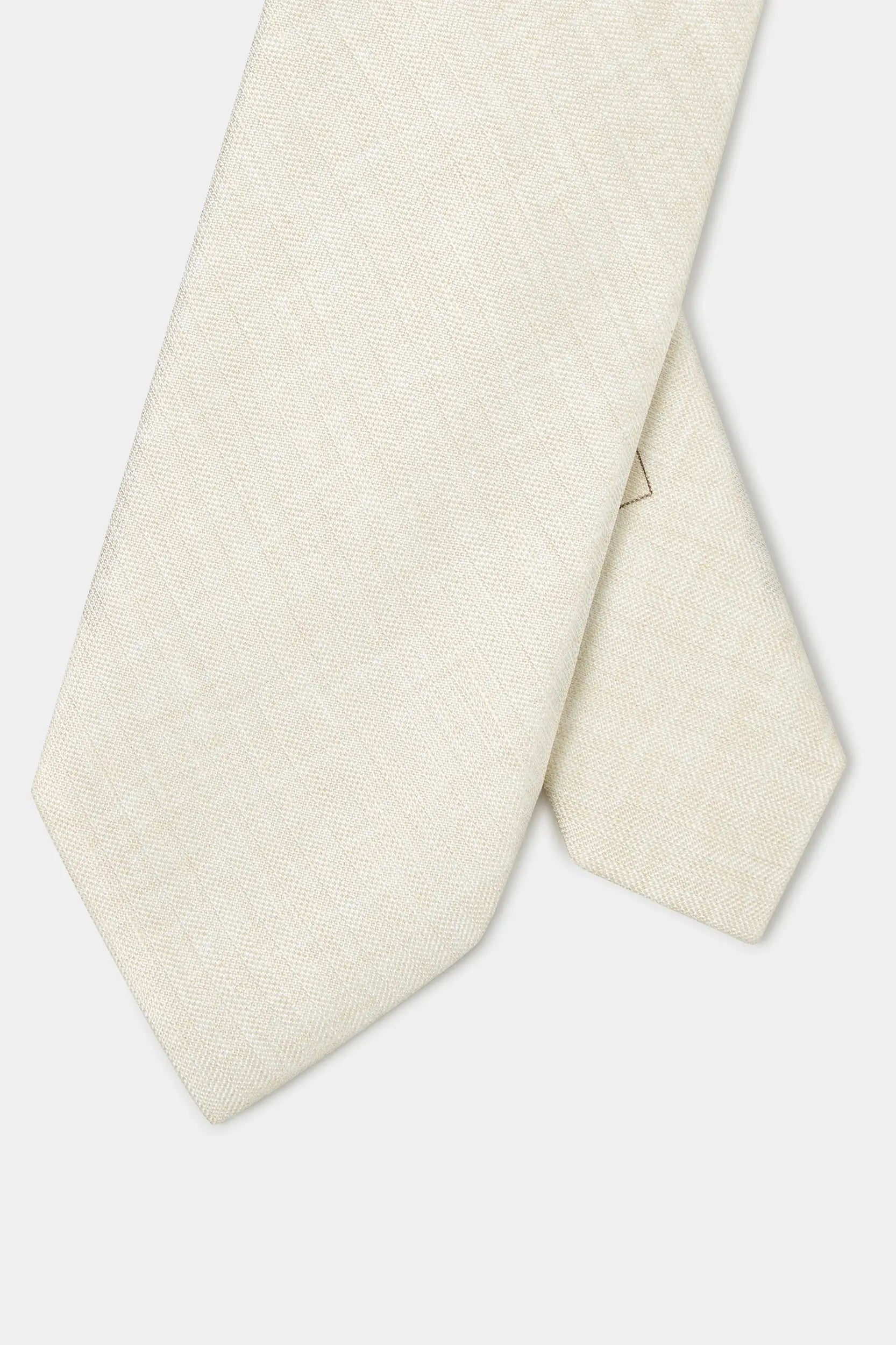 Stone linen and silk tie - Made in Italy