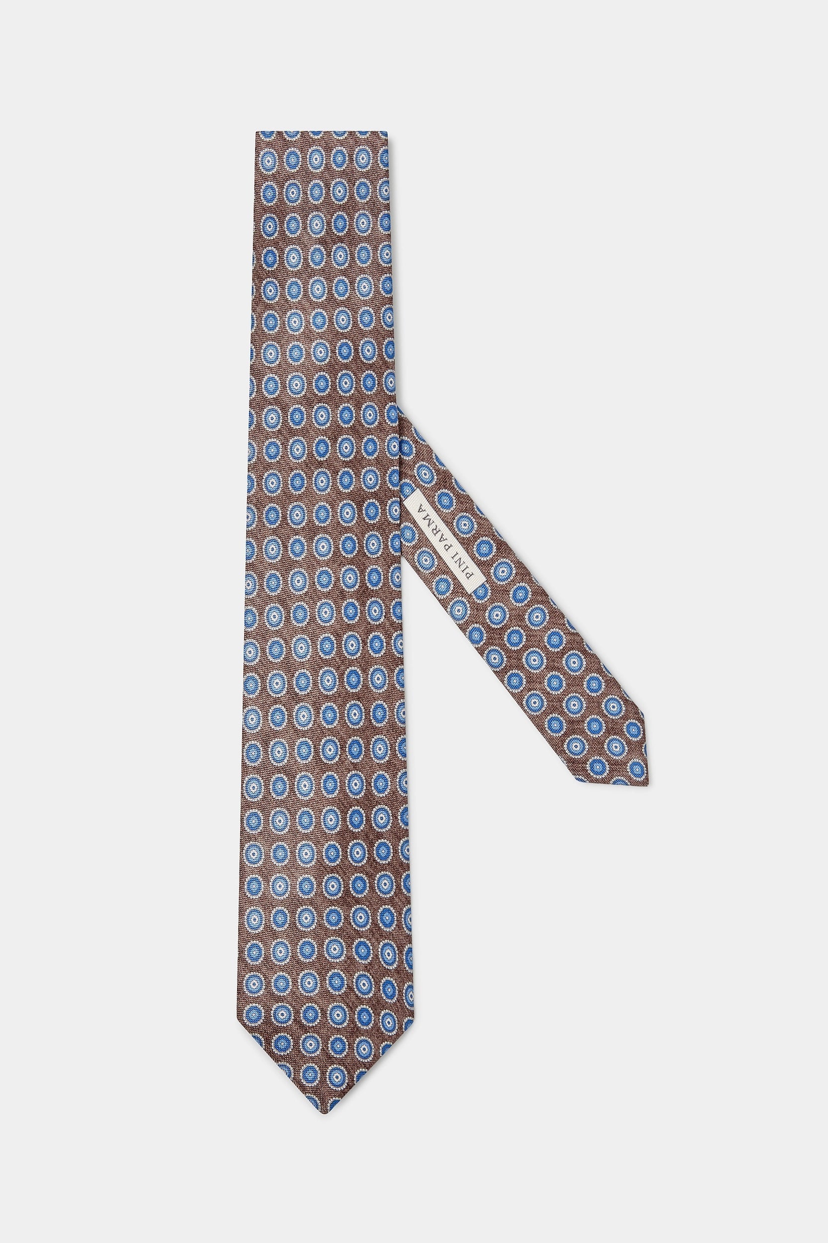 Tobacco fancy silk tie - Made in Italy