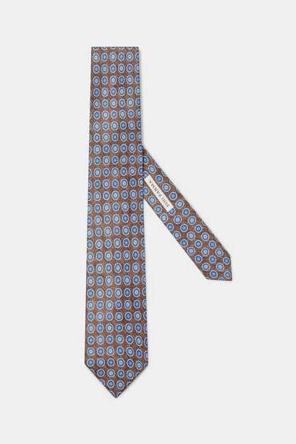 Tobacco fancy silk tie - Made in Italy