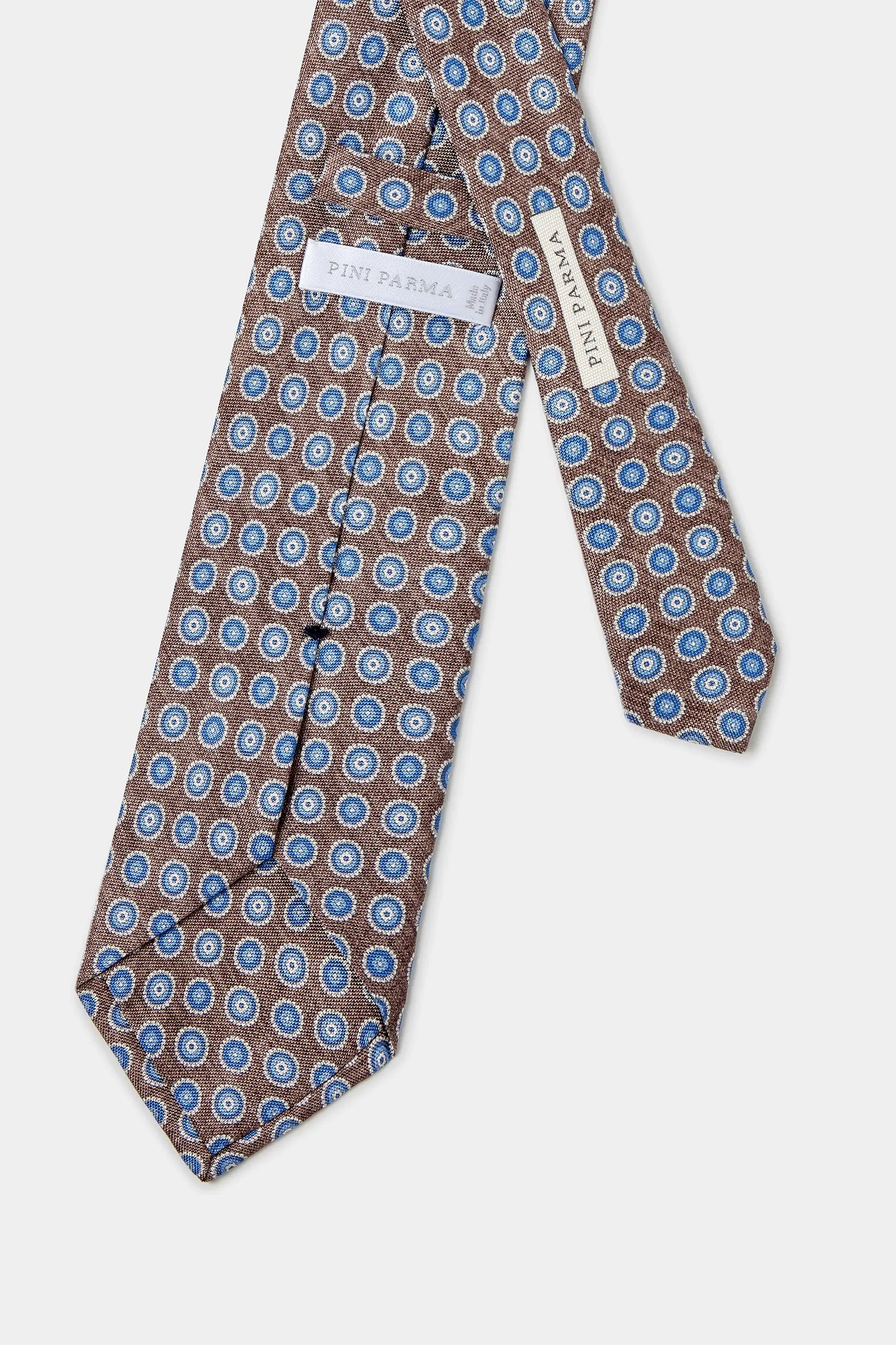 Tobacco fancy silk tie - Made in Italy