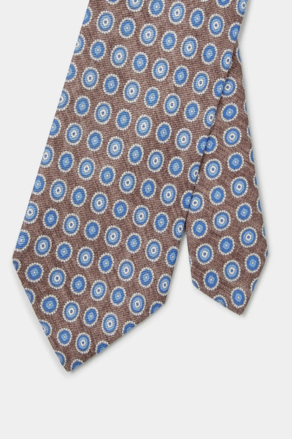 Tobacco fancy silk tie - Made in Italy