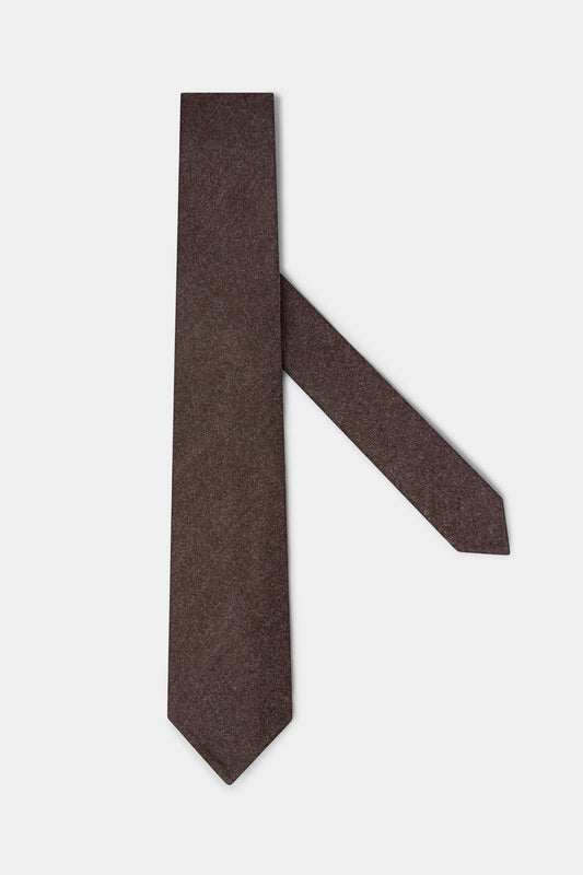 Tobacco flannel tie - Made In Italy