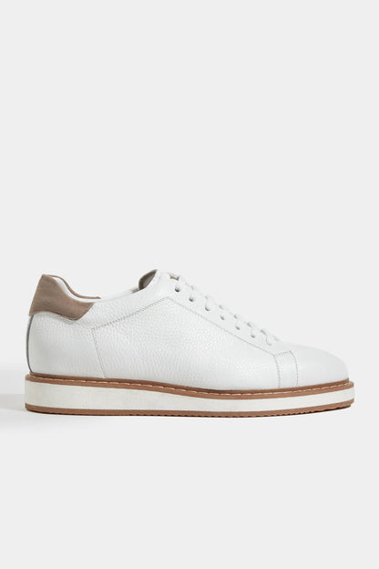White grained sneakers - Made in Italy