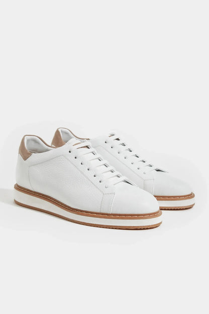 White grained sneakers - Made in Italy