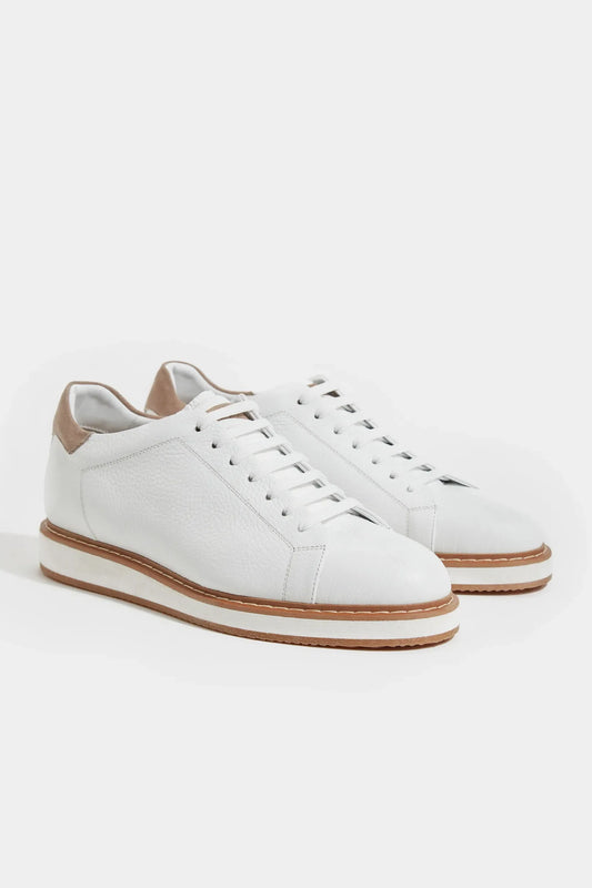 White grained sneakers - Made in Italy