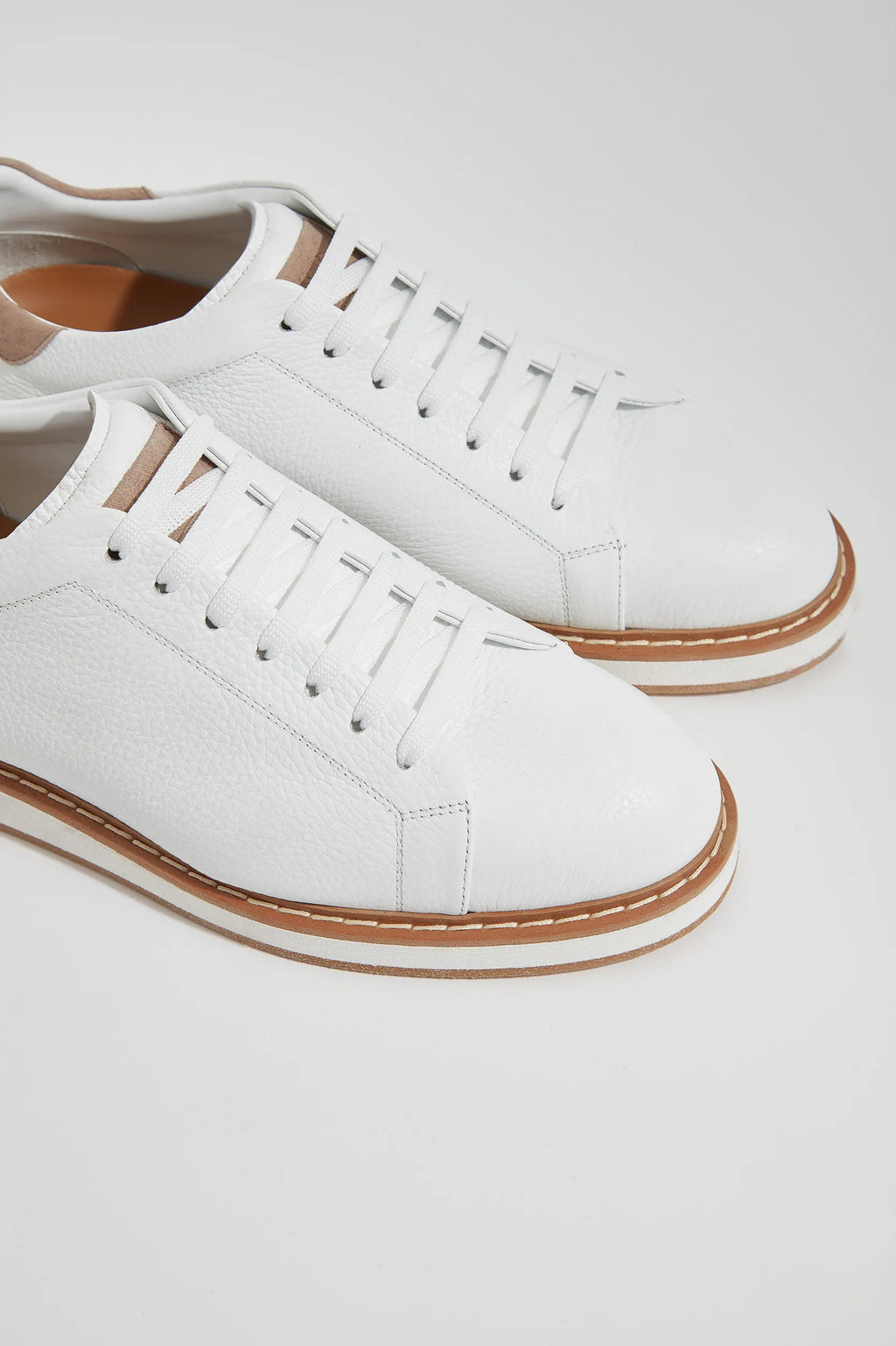 White grained sneakers - Made in Italy
