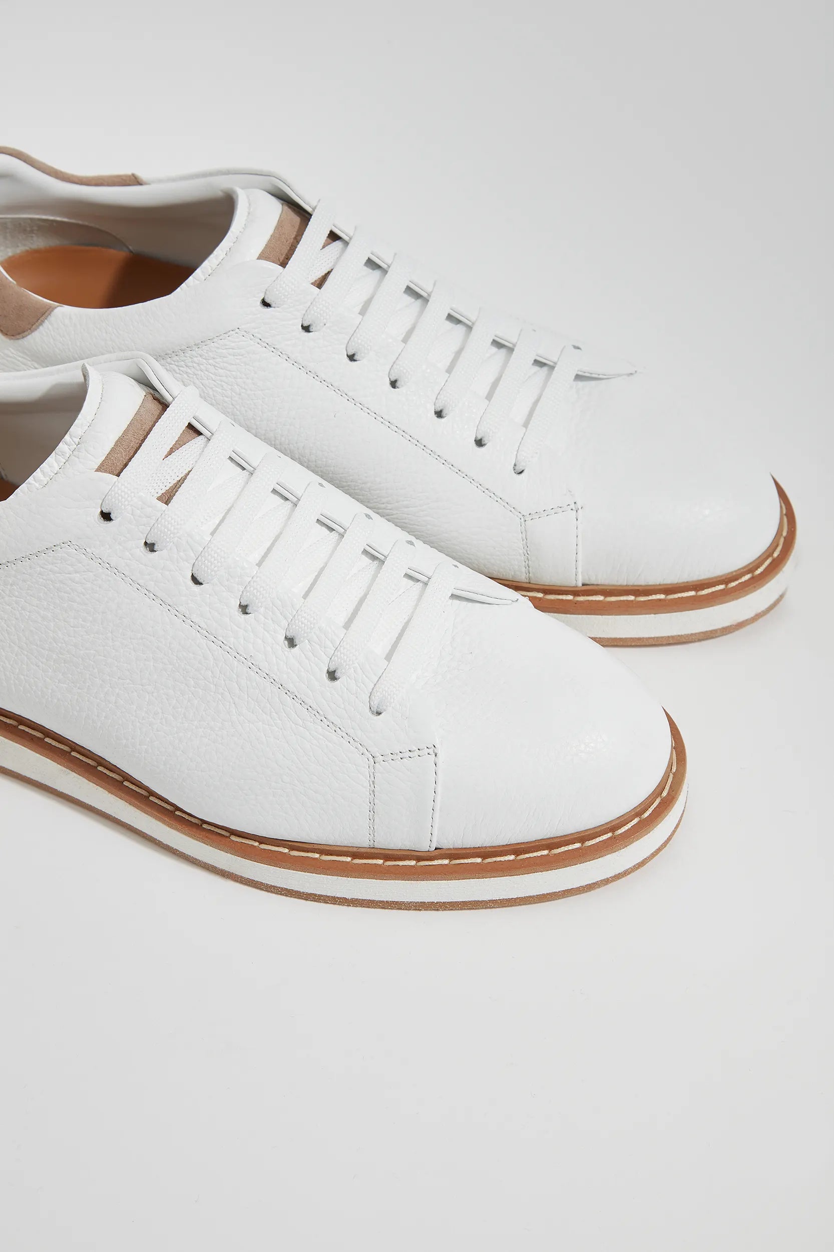 White grained sneakers - Made in Italy