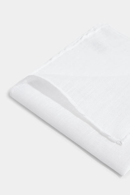 White linen pocket square - Made in Italy
